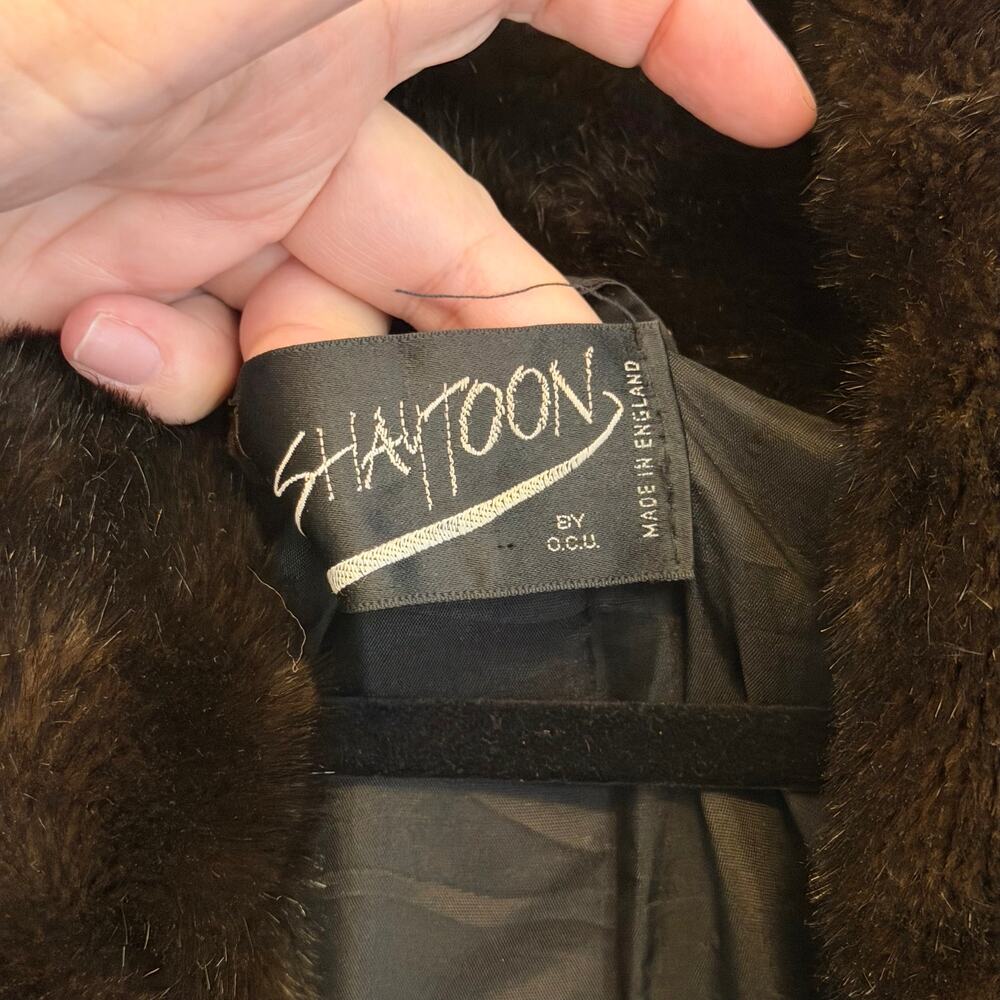 Vintage Shaytoon Faux Fur Coat Brown Plush Mob Wife Winter Luxury Formal England - Picture 11 of 15